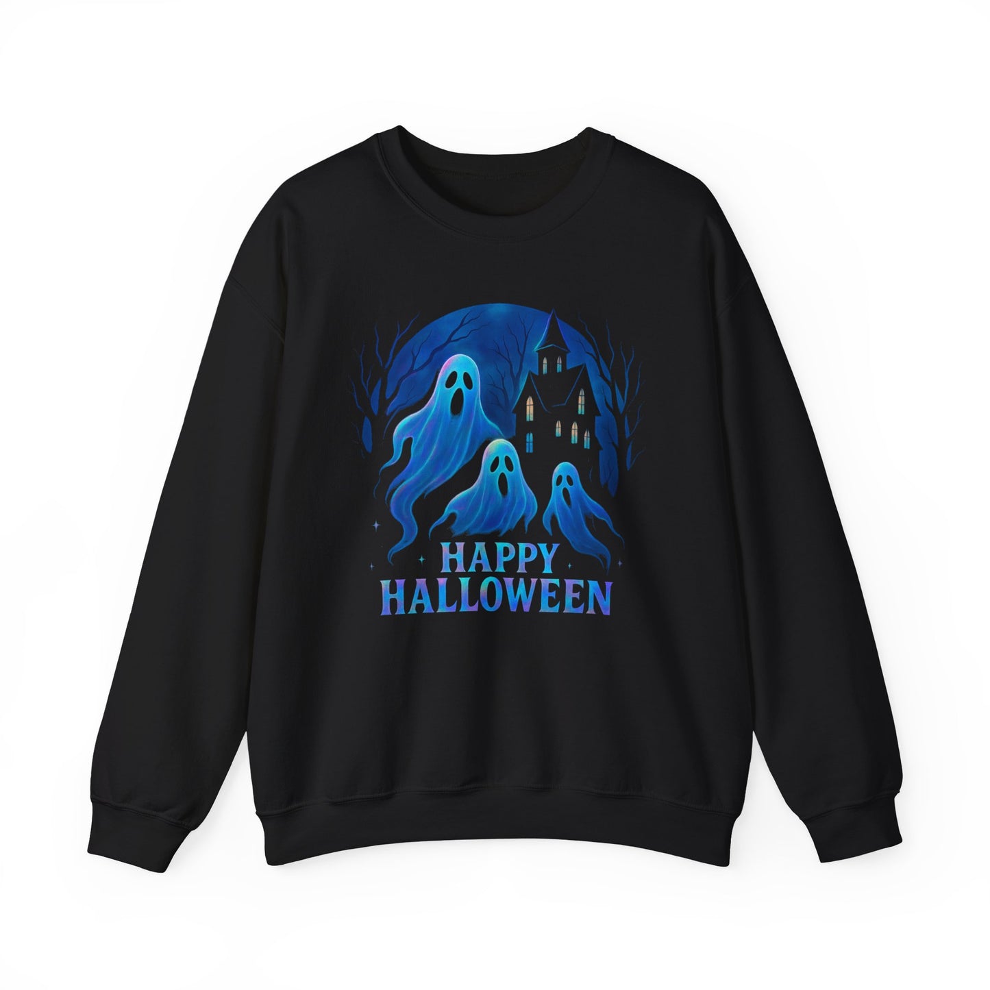 Happy Halloween Holographic Style Ghost Jumper, Embrace sweater weather with this halloween jumper, showcasing a stunning holographic style print.