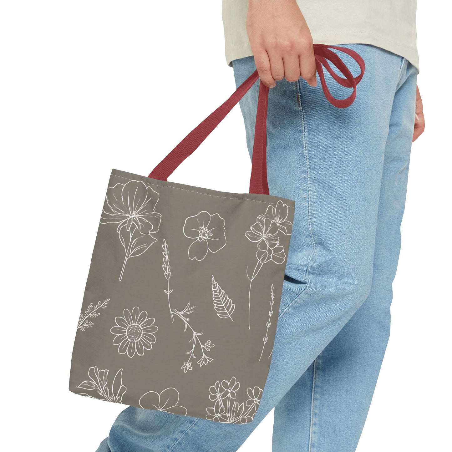 Floral Tote Bag, hand drawn vintage flowers