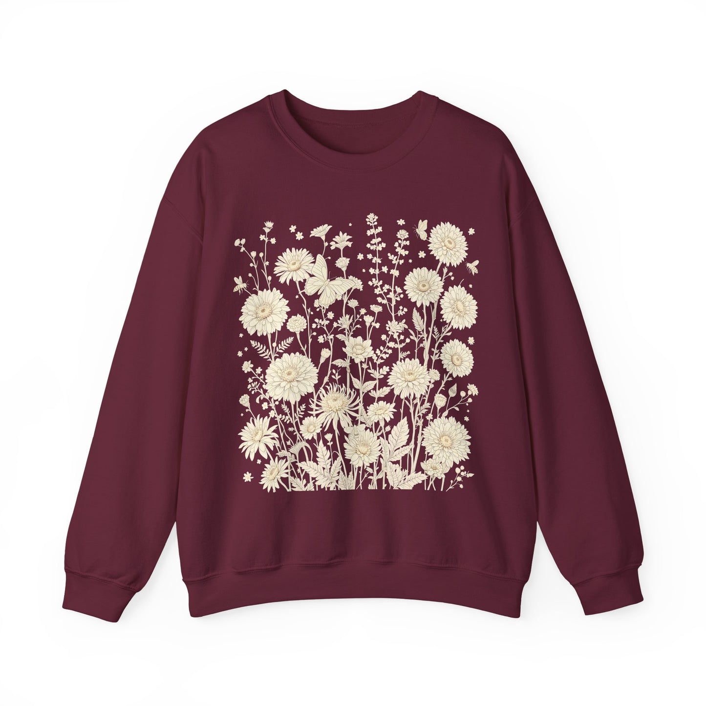 Floral Sweatshirt | Boho Wildflower Long Sleeve |  Wild Flowers Sweatshirt