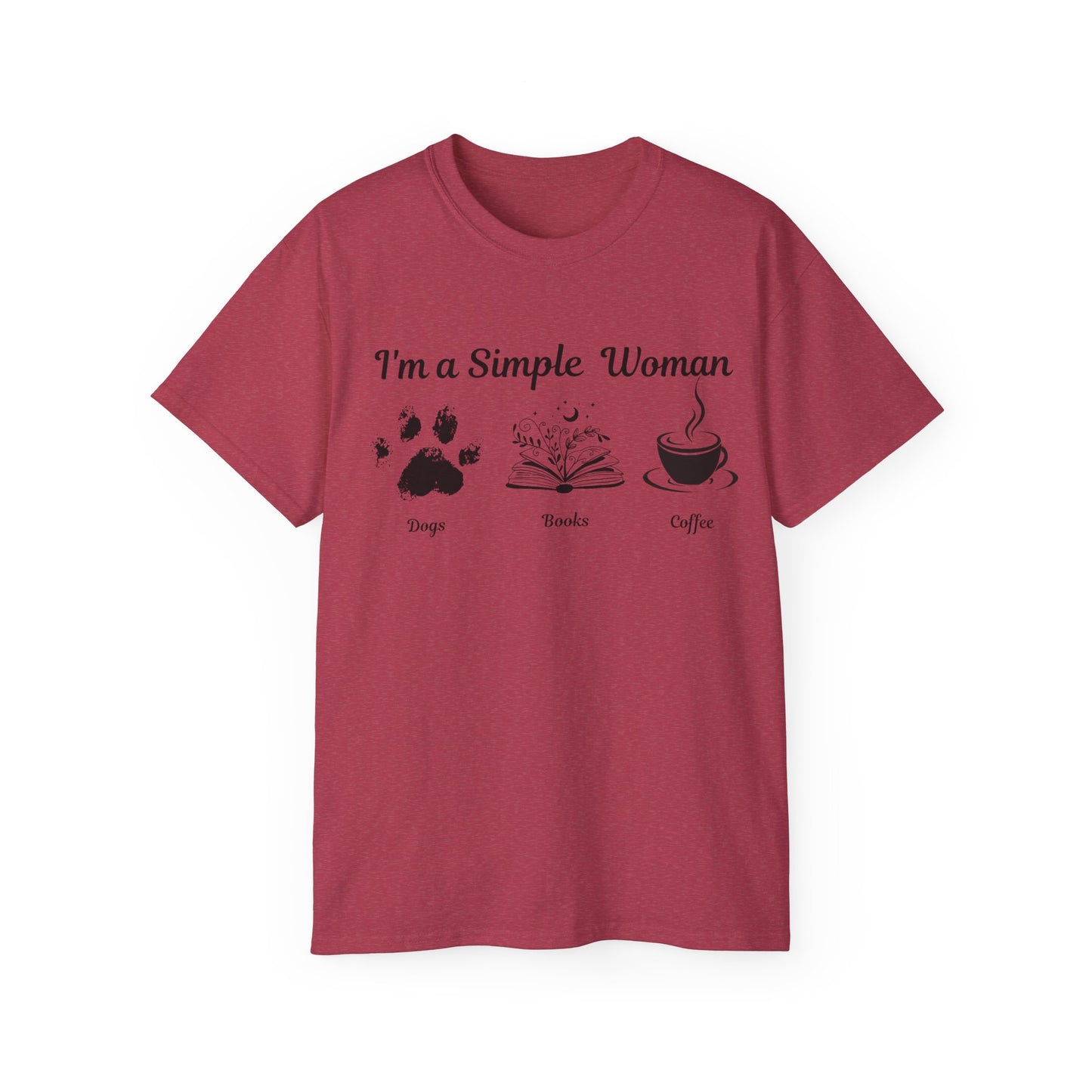 I'm a Simple Woman T Shirt, Paw Print Shirt, express your pet love and book nerd vibes whilst sipping on your caffine fix.