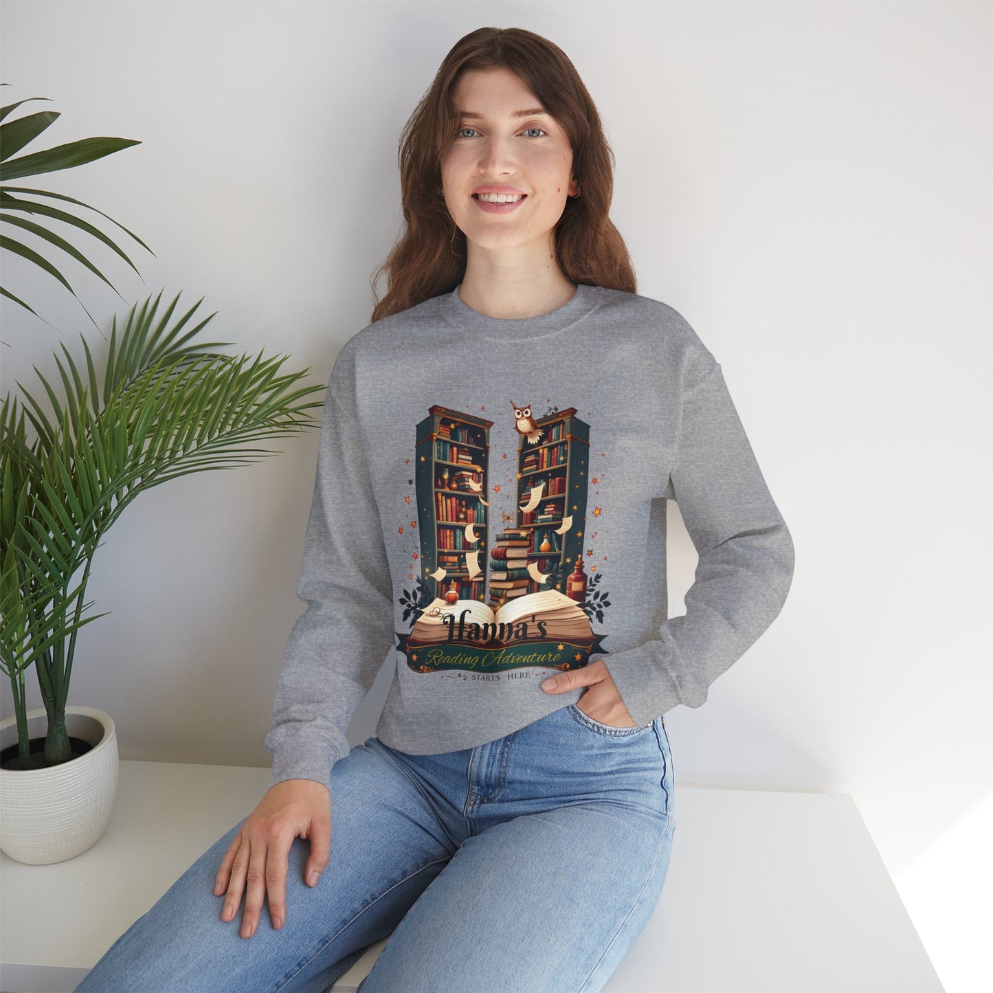 Personalized Book Lover Sweatshirt,Custom Name Reading Adventure Gift, Cozy Bookish Sweater, Reading Nook Aesthetic Pullover,bookworm gifts