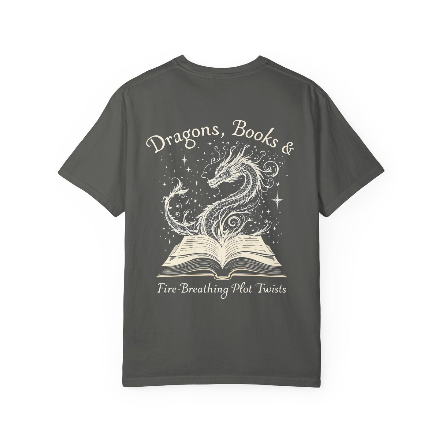 Book Lover Tee, Comfort Colors Dragon Shirt, Fantasy Reader, Bibliophile Gift.