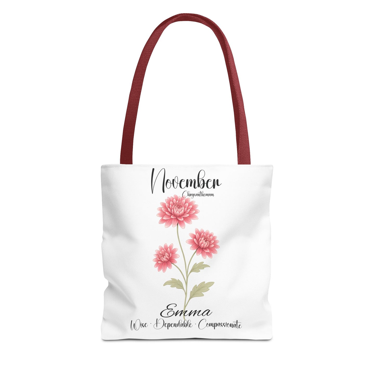 Personlized Birth Month Flower Tote Bag, Botanical Aesthetic Canvas Tote Bag, Bestfriend Gift