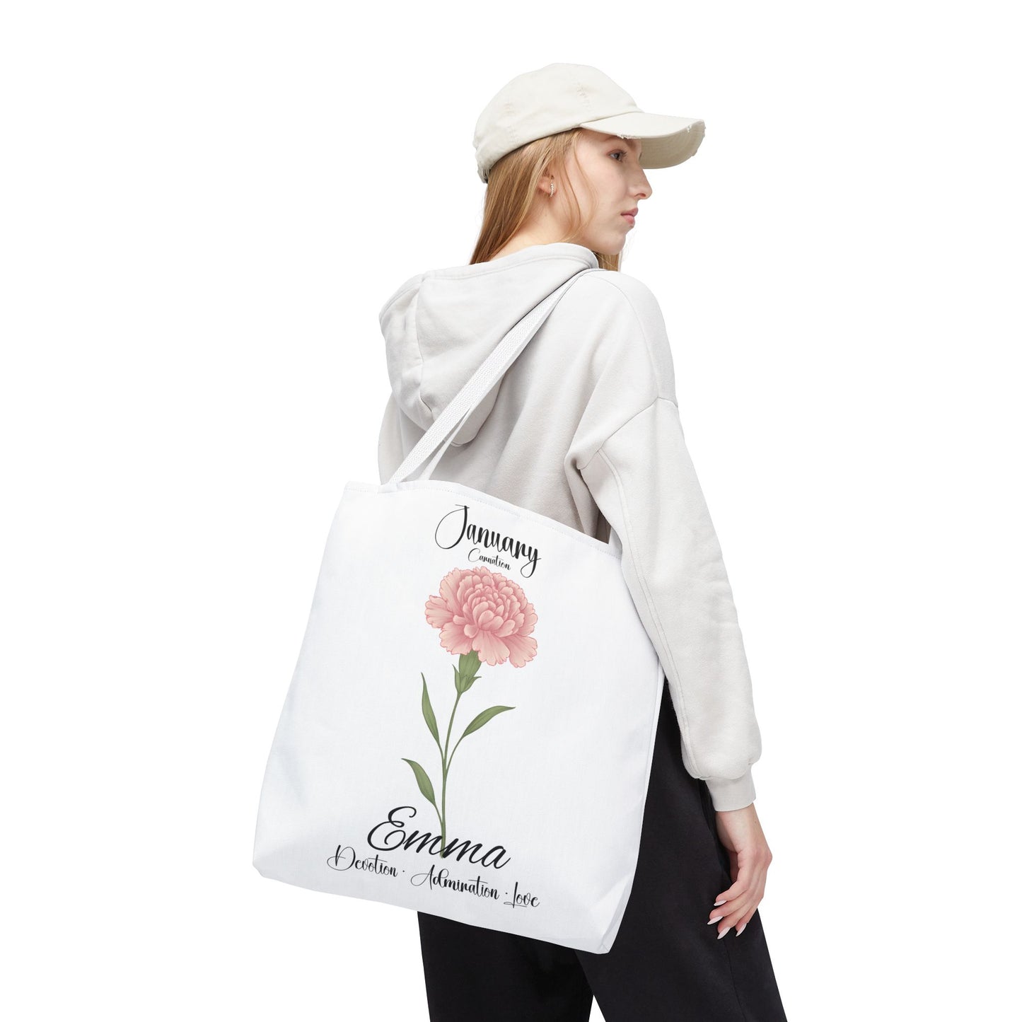Personlized Birth Month Flower Tote Bag, Botanical Aesthetic Canvas Tote Bag, Bestfriend Gift