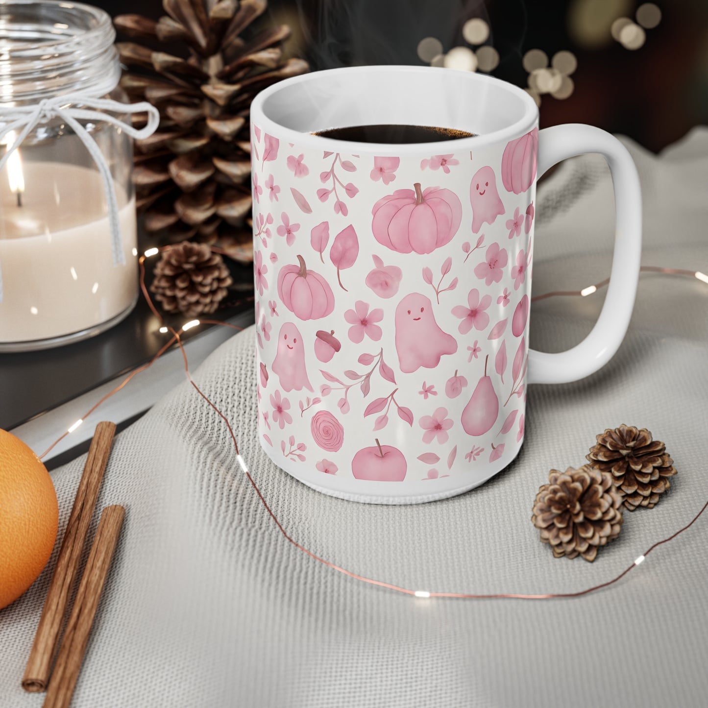 Pink Ghosty Pumpkin Mug, this cute ghost mug is your perfect companion for cozy autumn mornings.