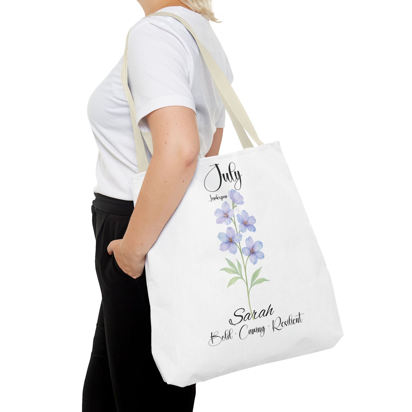Personalized birth month flower tote bag for her, milestone birthdays, bestfriend gift.