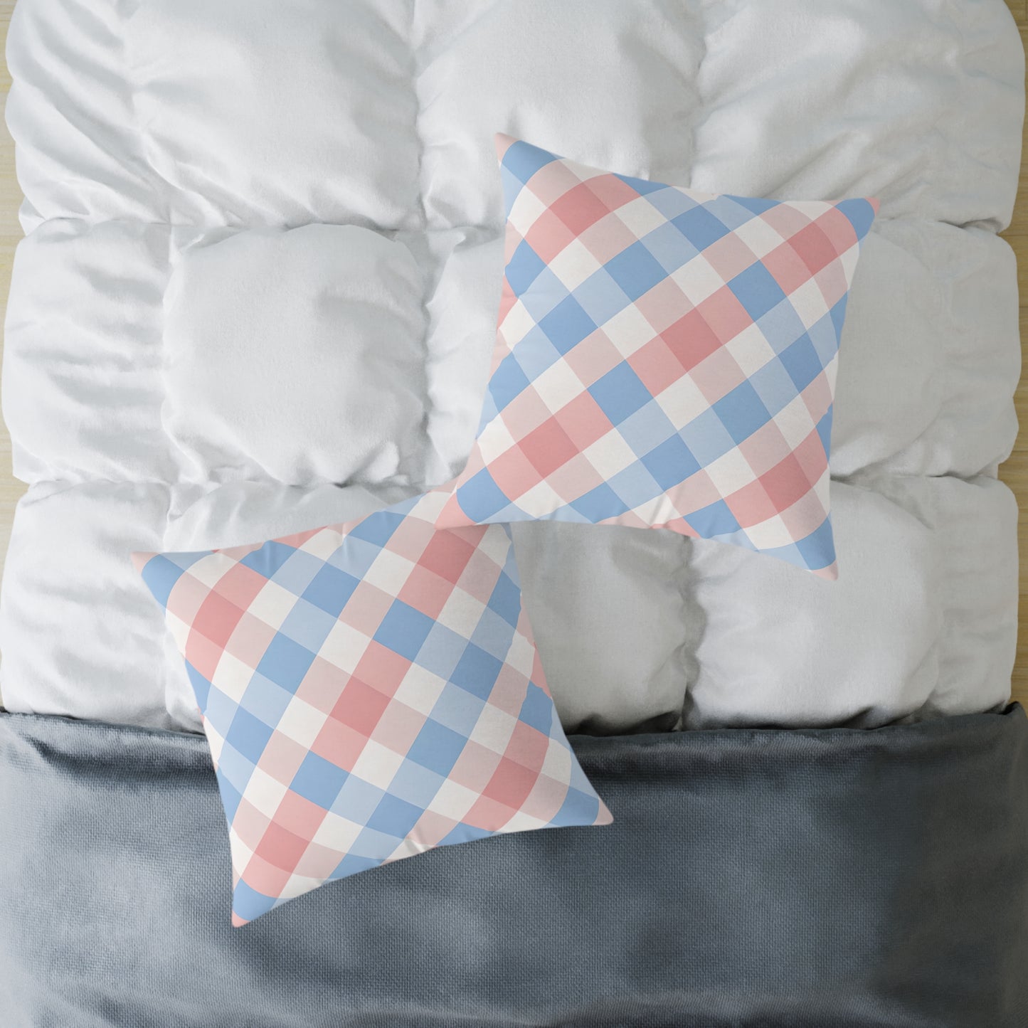 Pastel Plaid Square Pillow | Pastel Gingham Cushion, Nursery & Living Room Accent
