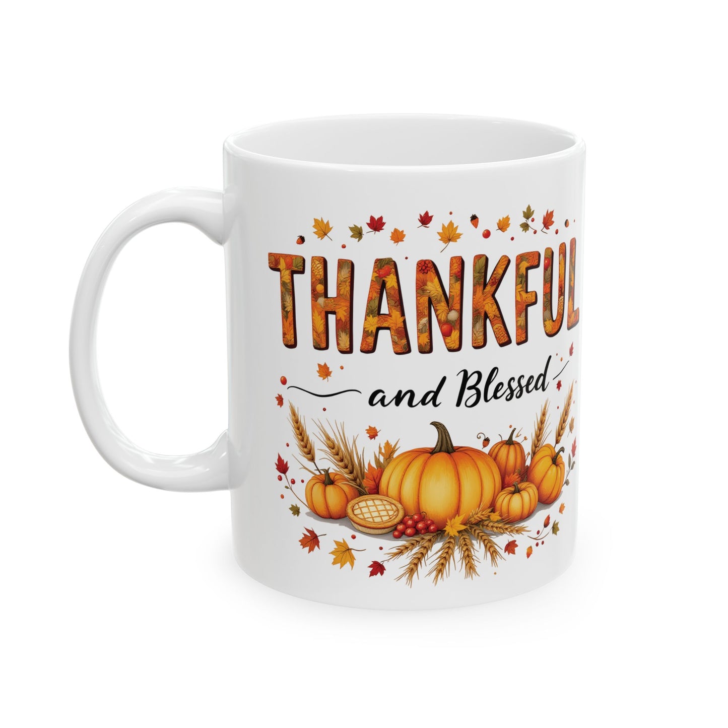 Thankful Fall Ceramic Mug,  Perfect Gift for Thanksgiving,  Seasonal Home Decor