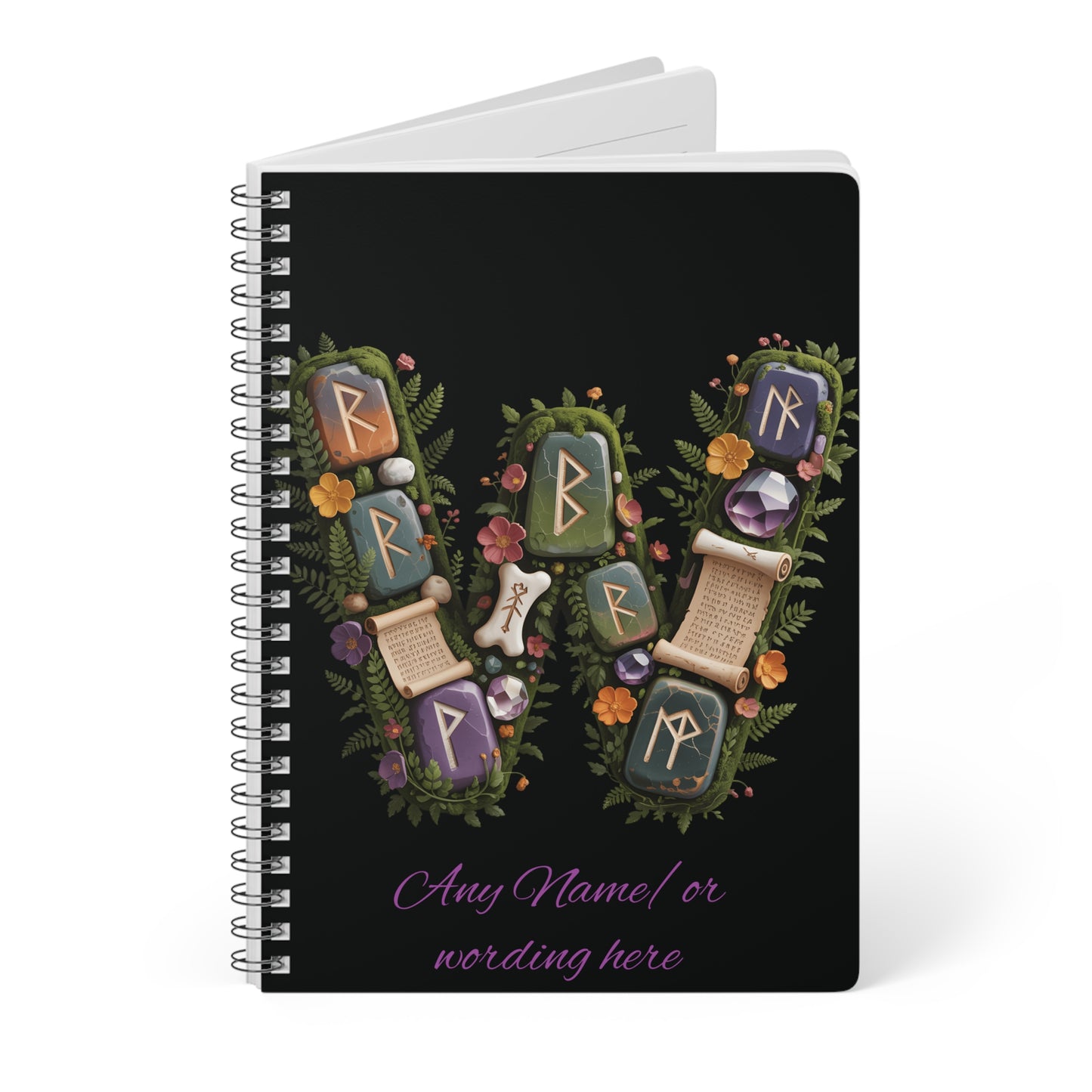 Personalized Norse Witchy Monogram A5 Notebook, Custom Journal, Monogram  Letter "W" Notebook.