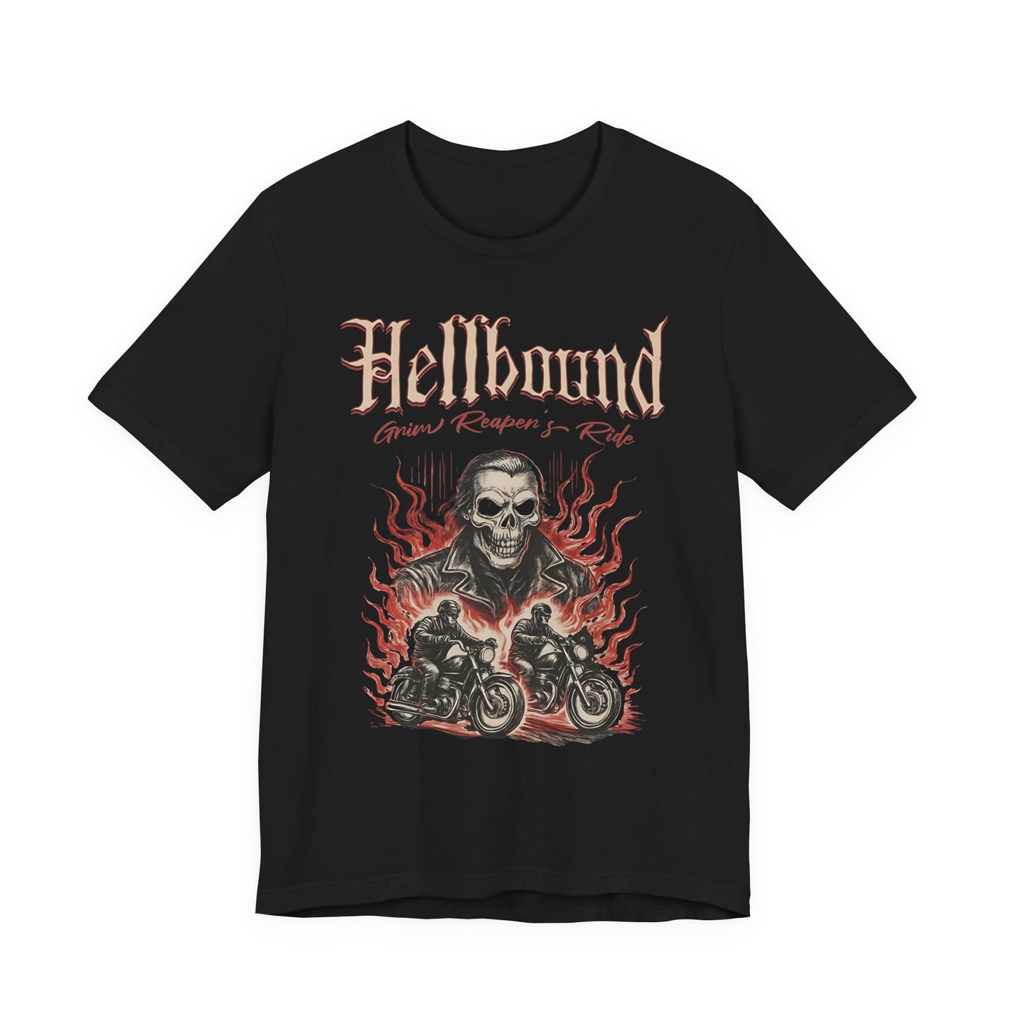 Hellbound Biker Graphic Tee | Motorcycle Skull Rider T-Shirt | Gothic Biker Streetwear