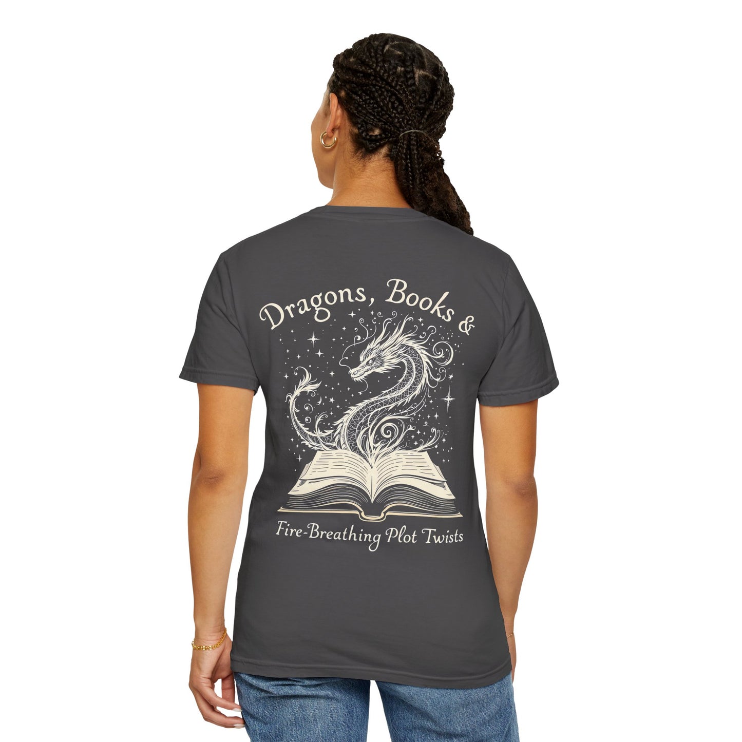 Book Lover Tee, Comfort Colors Dragon Shirt, Fantasy Reader, Bibliophile Gift.