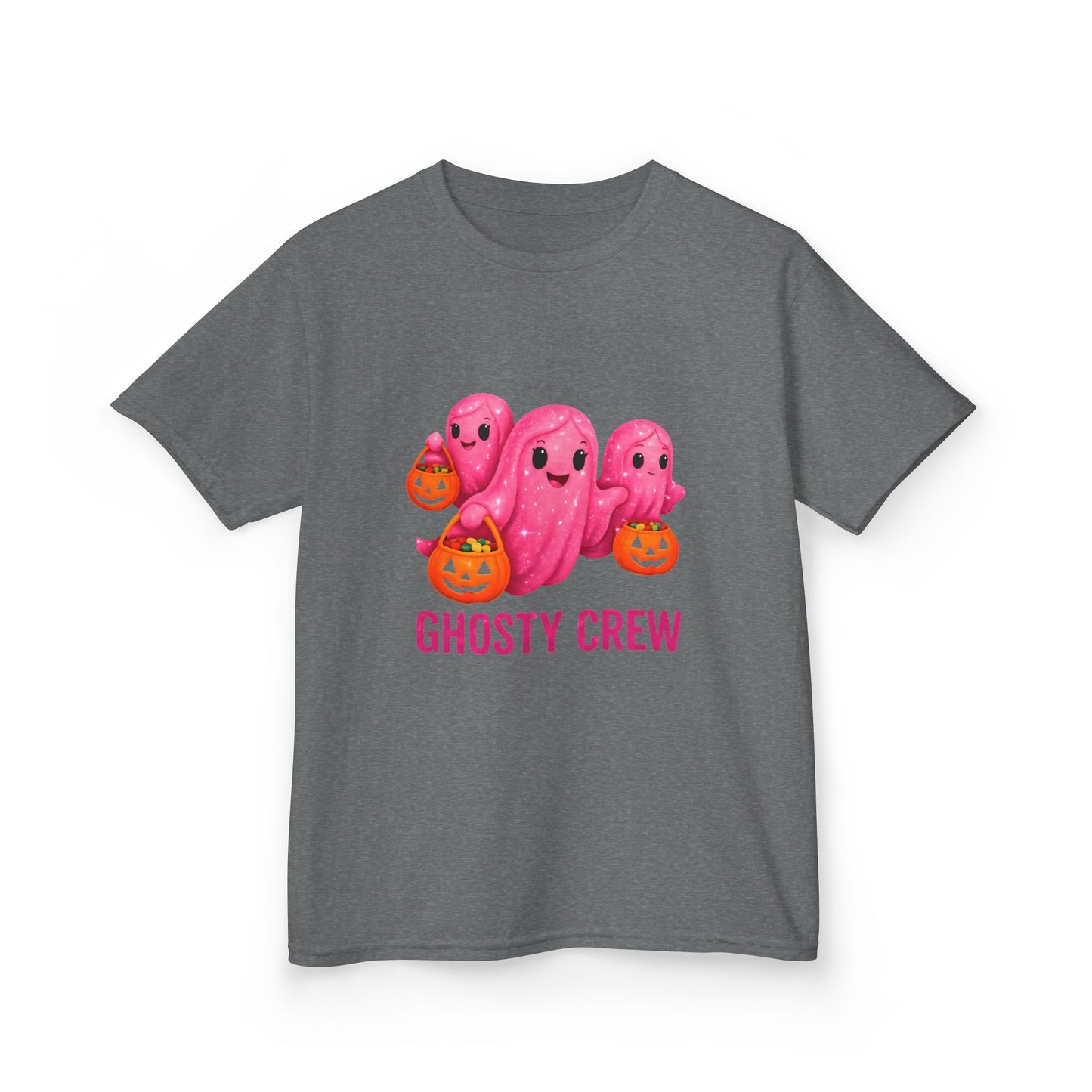 Pink Ghosty Tee Kids Heavy Cotton™ Tee, Be part of the ghosty crew and embrace the Halloween vibe with this playful design