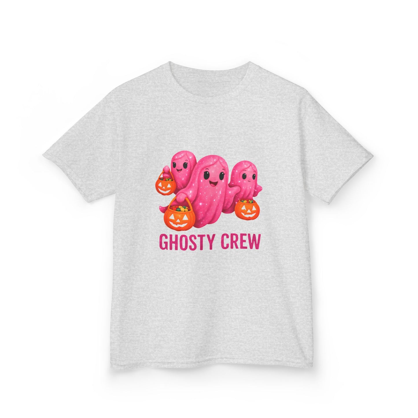 Pink Ghosty Tee Kids Heavy Cotton™ Tee, Be part of the ghosty crew and embrace the Halloween vibe with this playful design