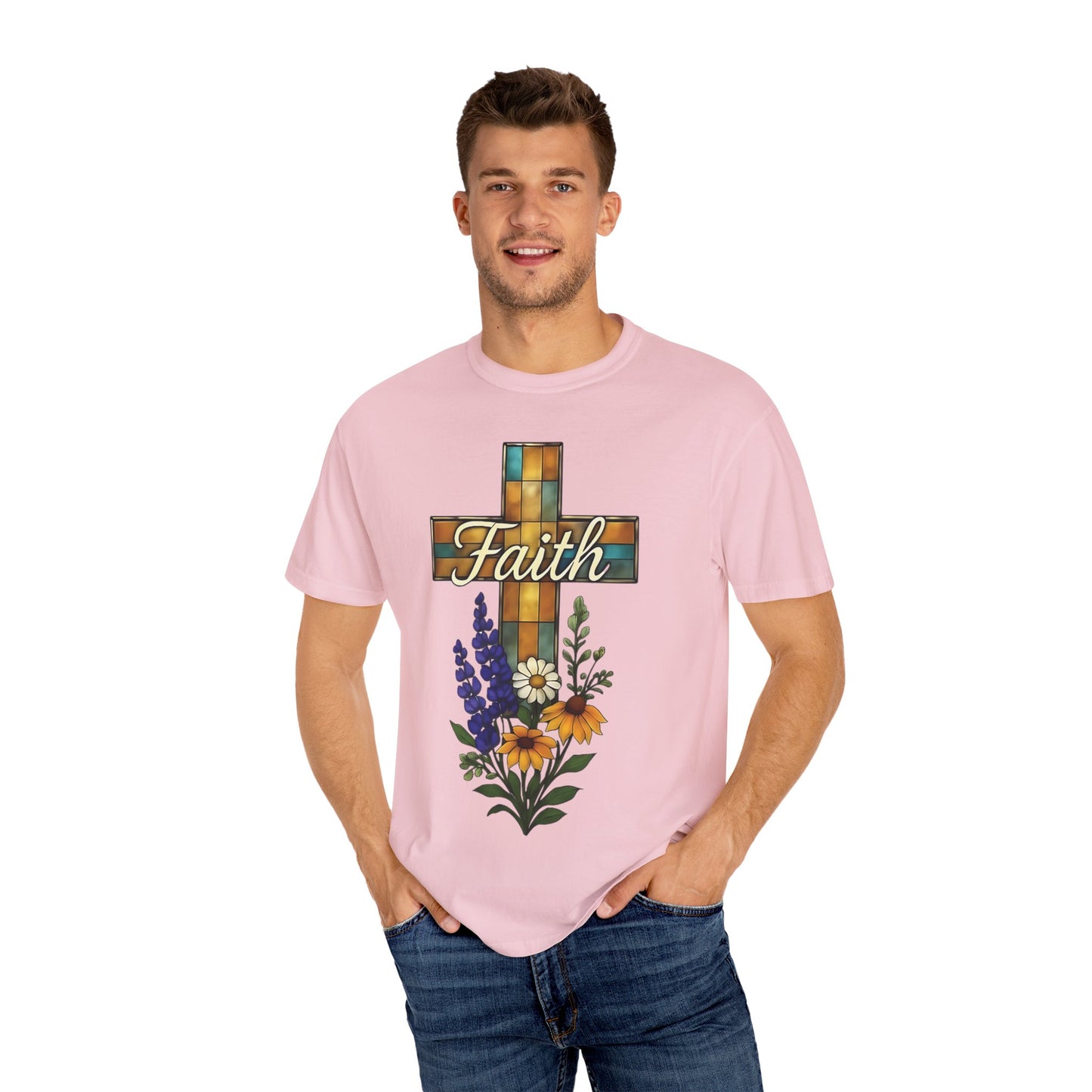 Christianity Faith Cross Comfort Colors T-shirt, Christianity gift or elevating your own collection of Christian merch, this shirt is a testament to the belief that God is good.