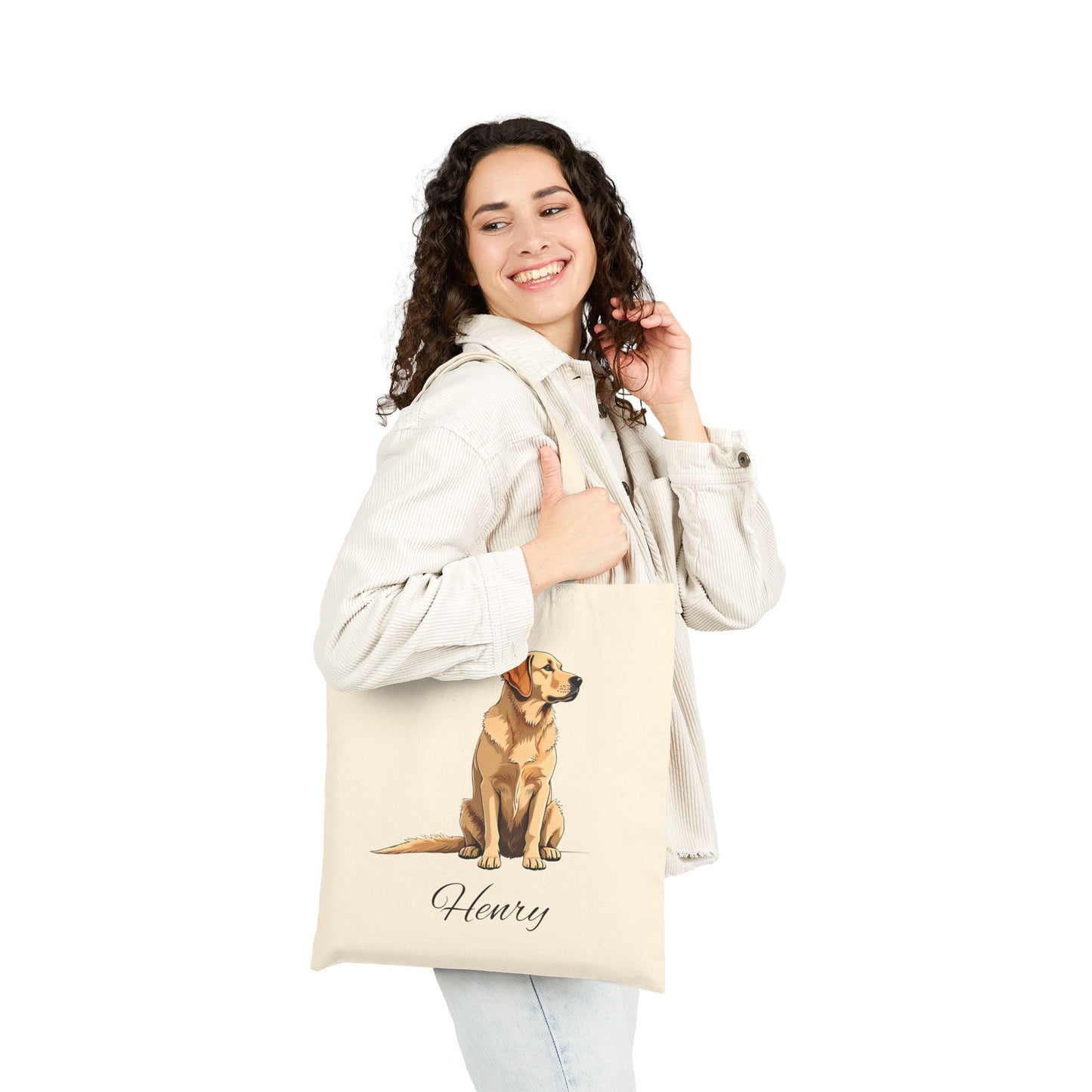 Personalized Dog Tote Bag |  Pet Name Canvas Tote | Golden Retriever Gift