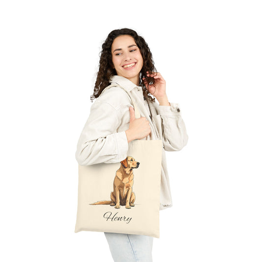 Personalized Dog Tote Bag |  Pet Name Canvas Tote | Golden Retriever Gift