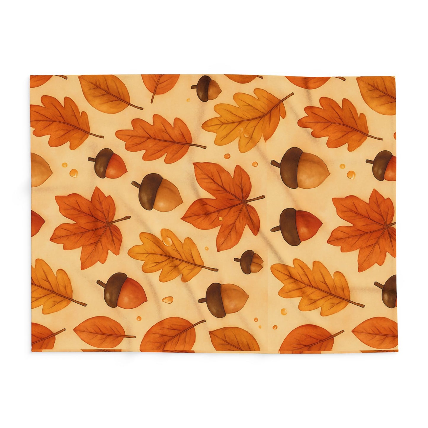 Autumnal Leaf Blanket Throw, This soft cozy blanket, adorned with intricate oak leaf acorn patterns, seamlessly captures the essence of the autumn eason