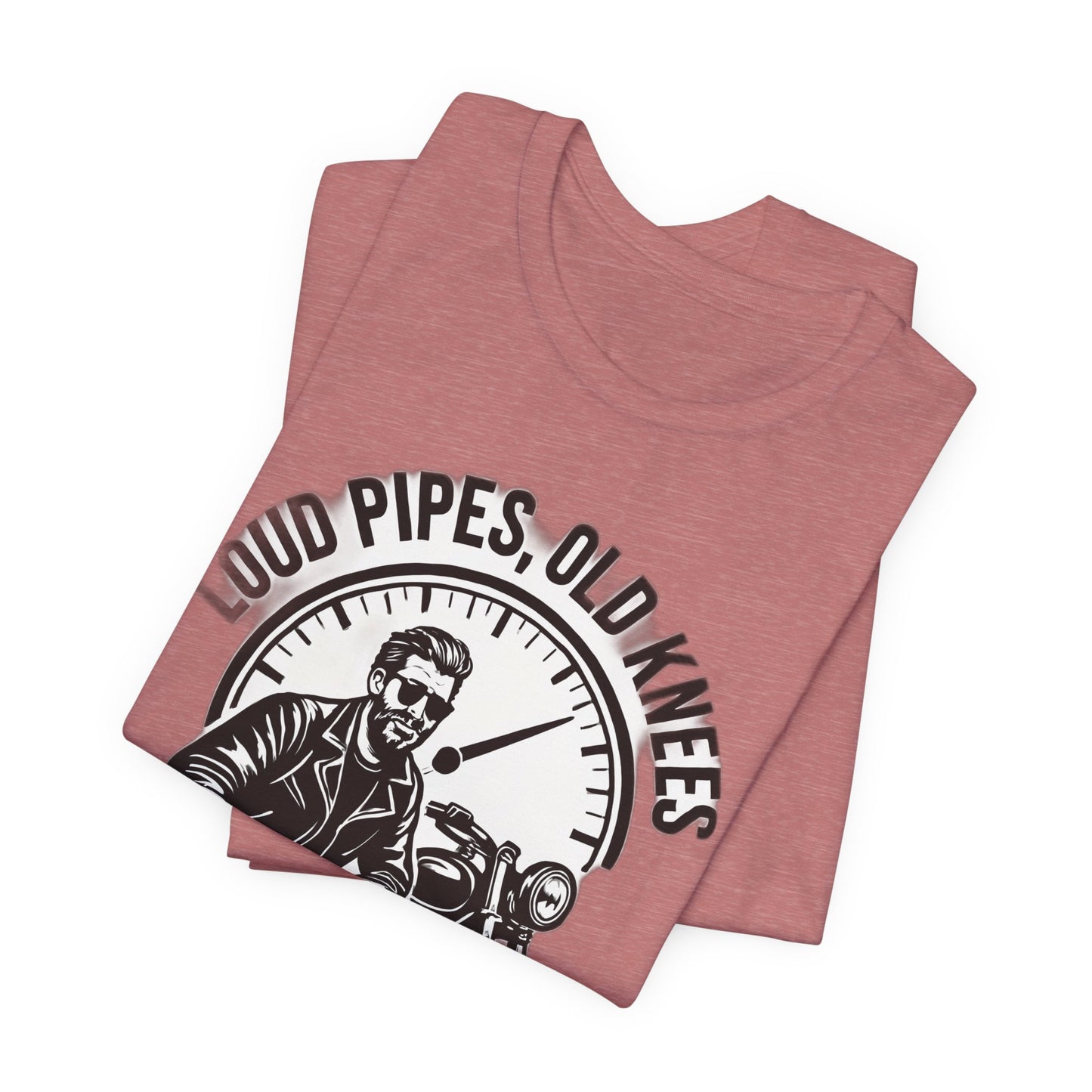 Loud Pipes No Apologies Biker Tee, This funny biker shirt encapsulates the essence of true biker fashion with its bold design and vintage motorbike vibe.
