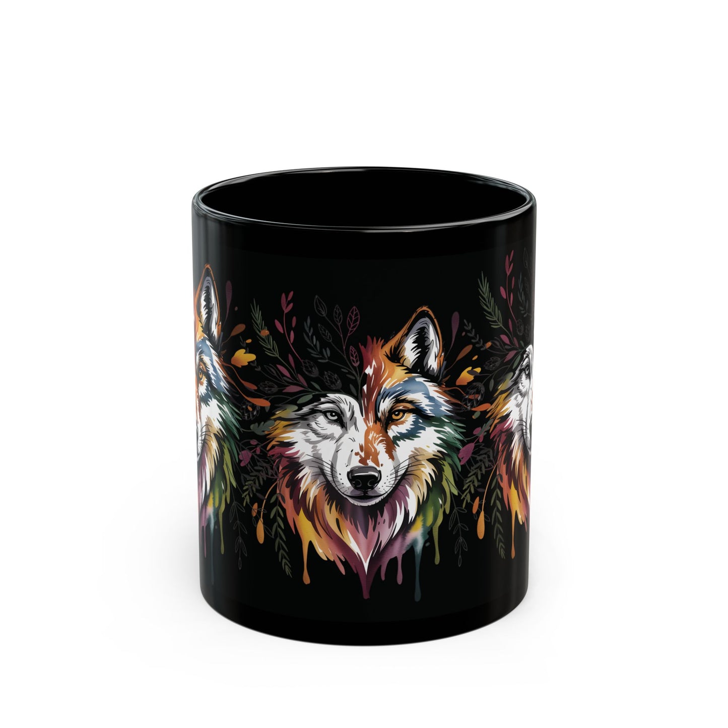 Colorful Watercolor Wolf Art Mug | Wolf Coffee Mug