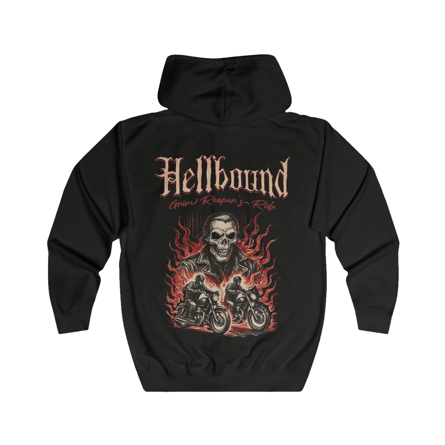 Hellbound Graphic Zip Hoodie, Biker Hoodie, Full Zip Hoodie, Winter Essentials, Biker Apparel, Motorcycle Hoodie, Metalhead Apparel
