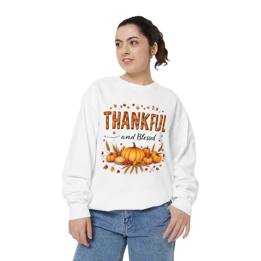 Thankful and Blessed Comfort Colours Sweatshirt, Cozy Fall Apparel, Fall Harvest Top,