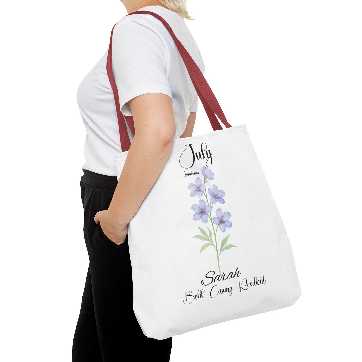 Personalized birth month flower tote bag for her, milestone birthdays, bestfriend gift.
