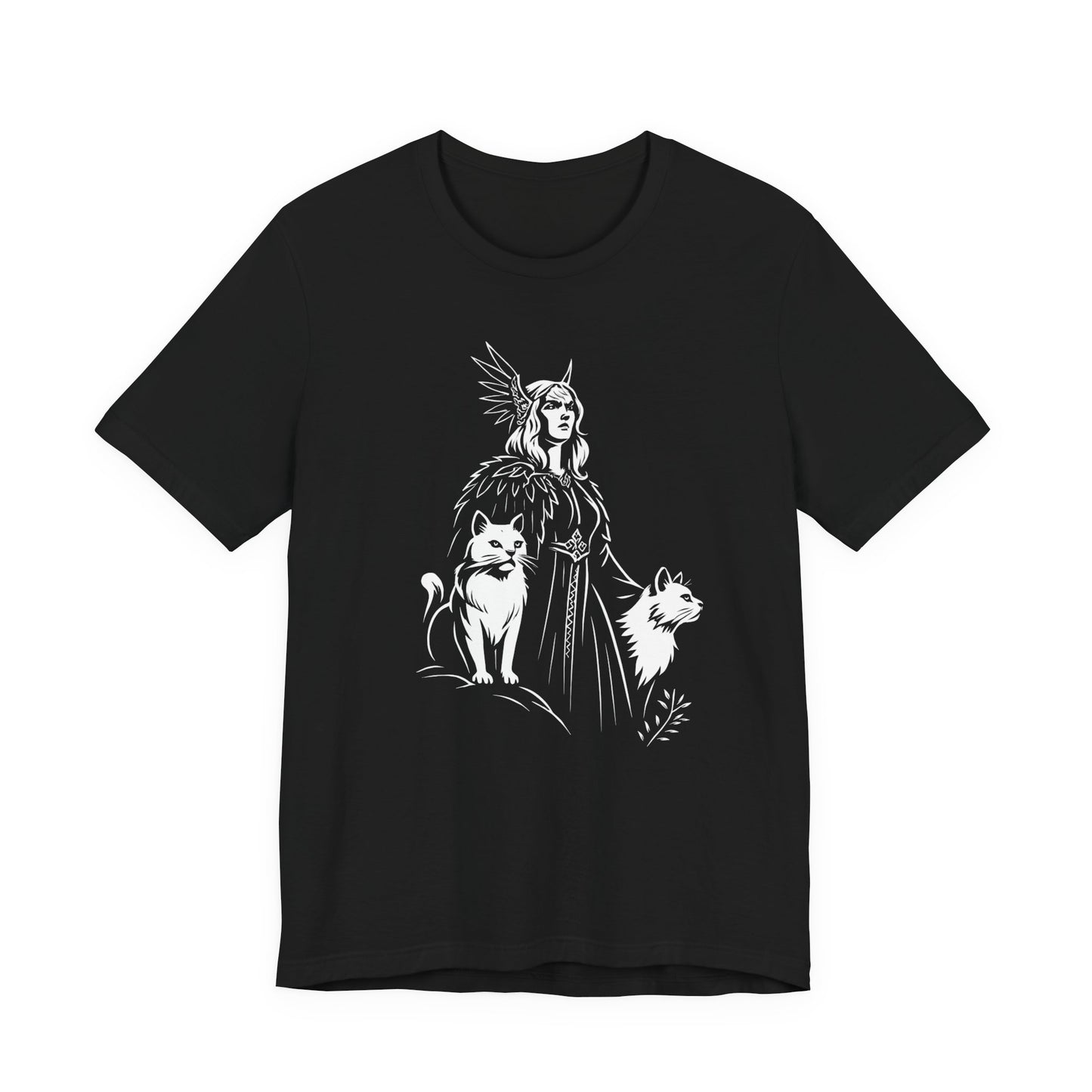 Freyja Viking Goddess T-Shirt, This captivating viking tee encapsulates the essence of Freya—the viking goddess renowned for her formidable power and grace.