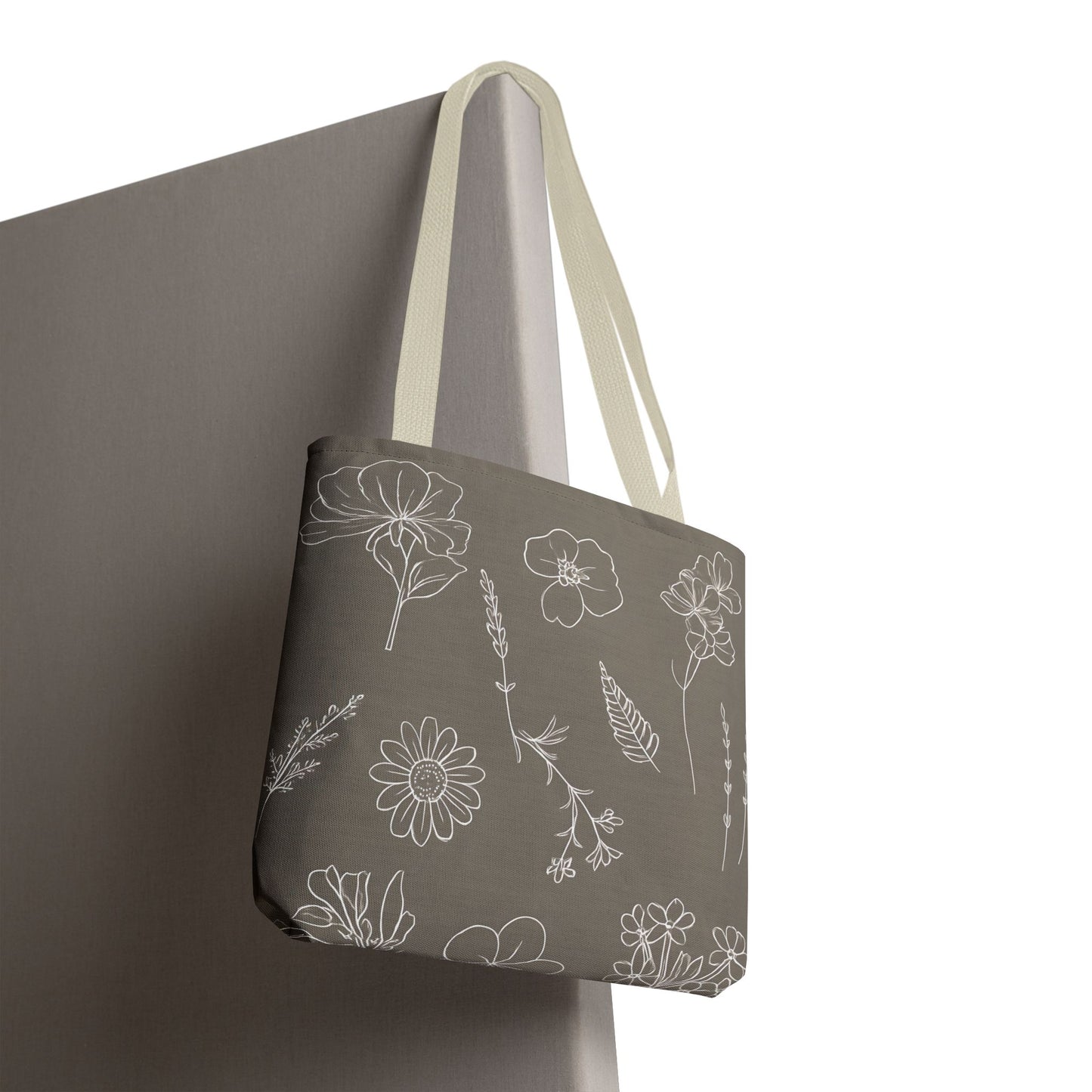 Floral Tote Bag, hand drawn vintage flowers