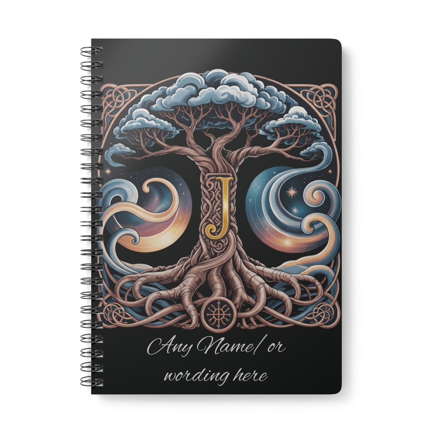 Personalized Norse Witchy Monogram A5 Notebook, Custom Journal,Monogram Notebook, Grimoire Journal, Book Of Shadows, Viking Grimoire Journal