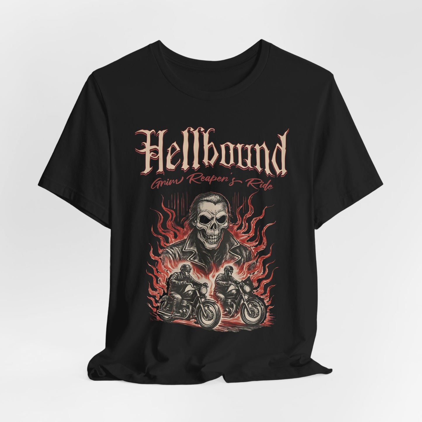 Hellbound Biker Graphic Tee | Motorcycle Skull Rider T-Shirt | Gothic Biker Streetwear