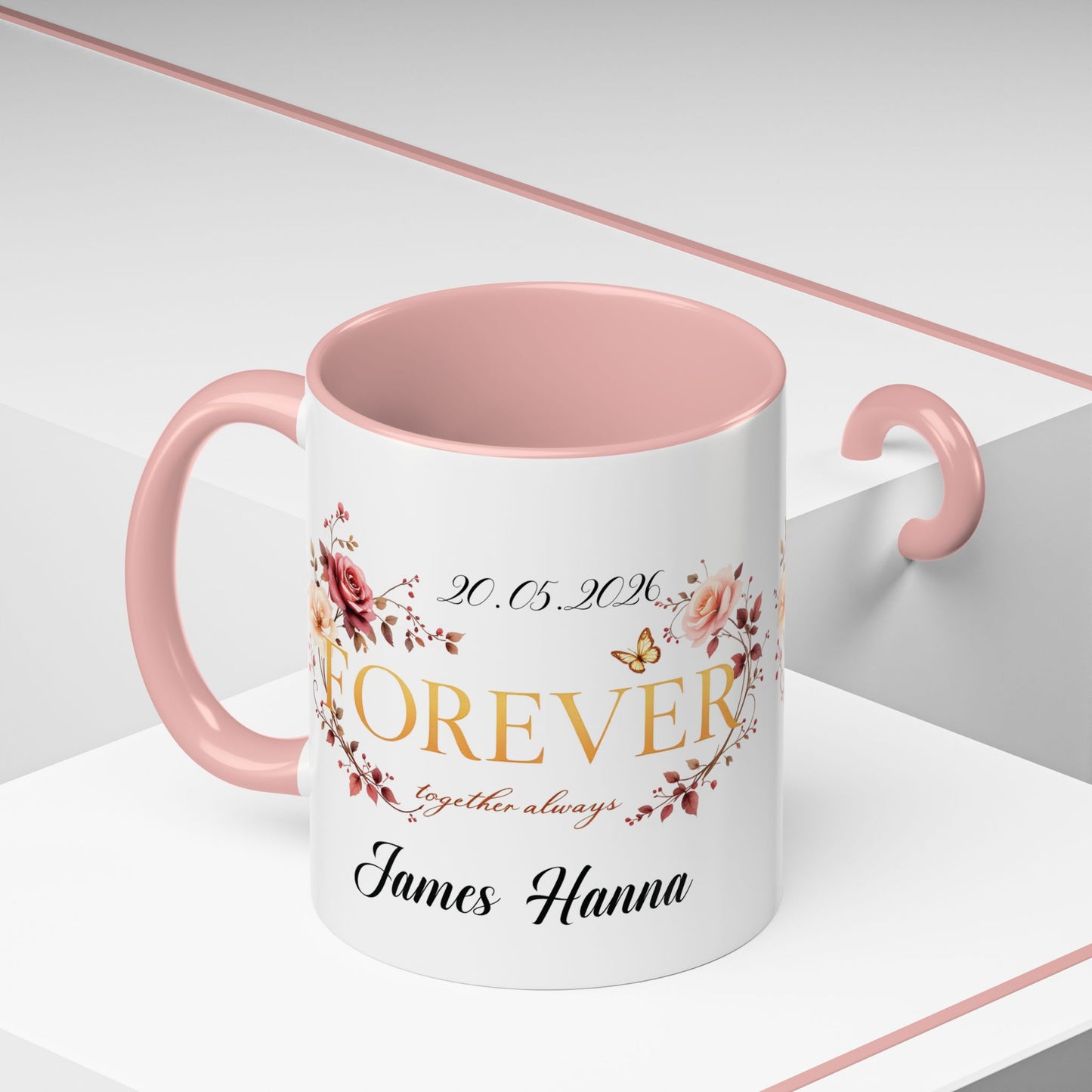 Custom wedding mug, valentines day gift, anniversary mug, bridal shower mug.