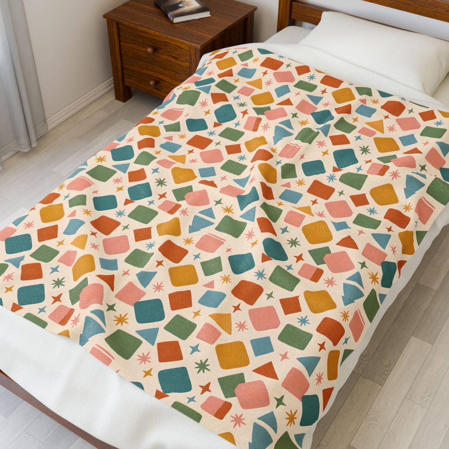 Colorful Geometric Kids Blanket, Playful Nursery Decor Throw ,Toddler and Nursery Bedding