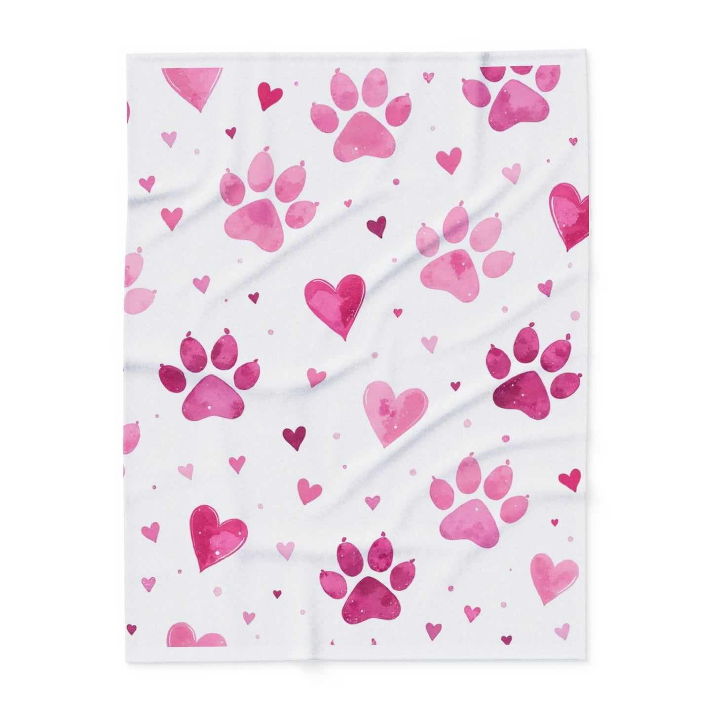 Fleece Blanket, Pink Paw Prints, perfect for pet lovers.