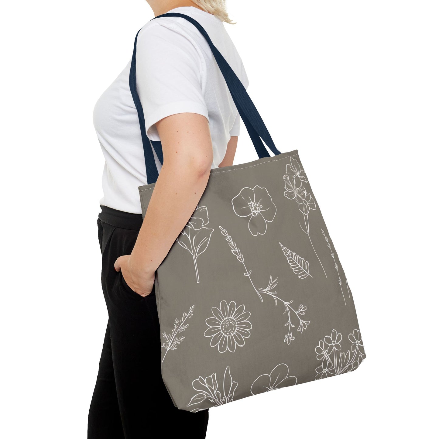 Floral Tote Bag, hand drawn vintage flowers