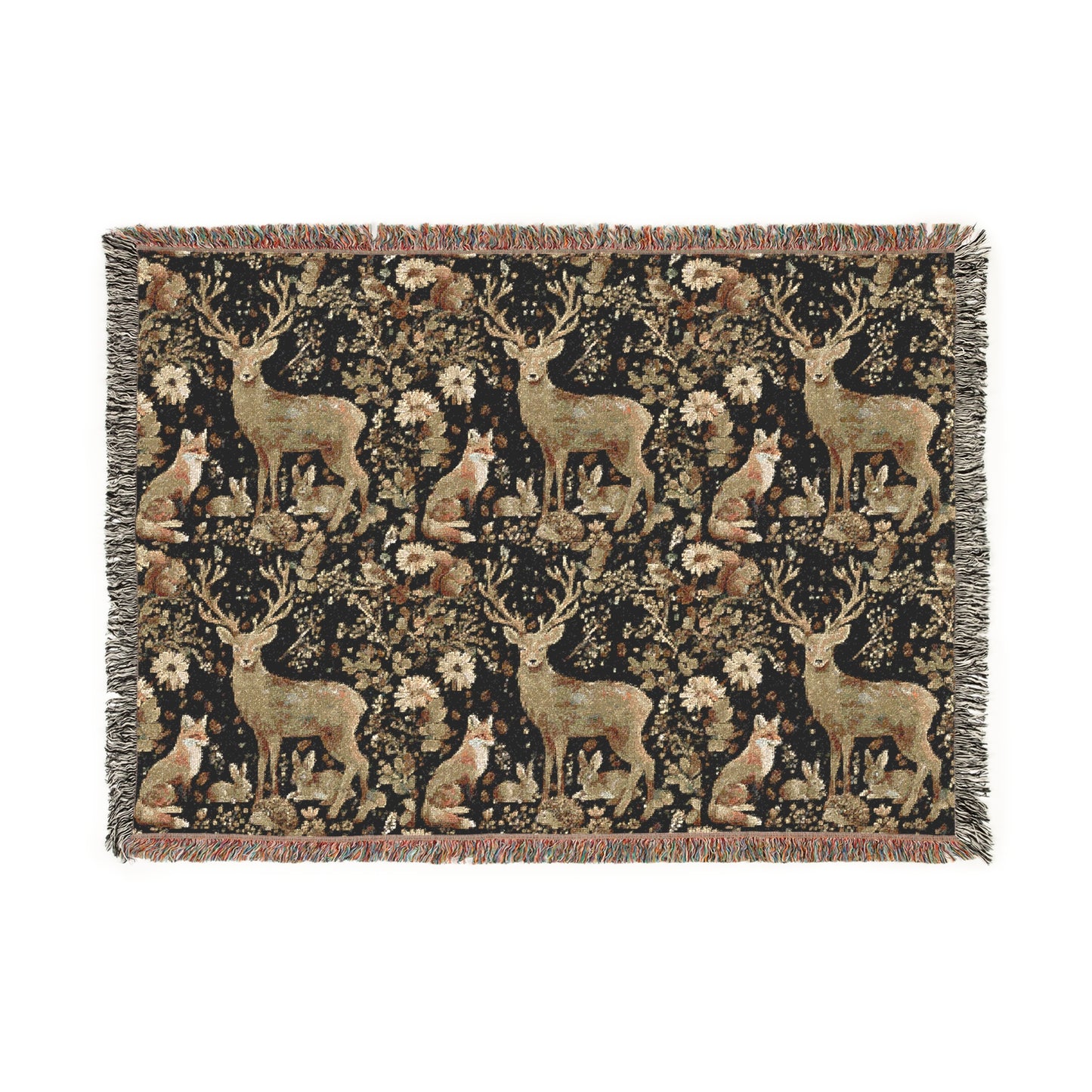 Cozy Nature-Inspired Woven Blanket, Rustic Decor, Gifts for Campers, Deer Tapestry, Warm Throw for Home