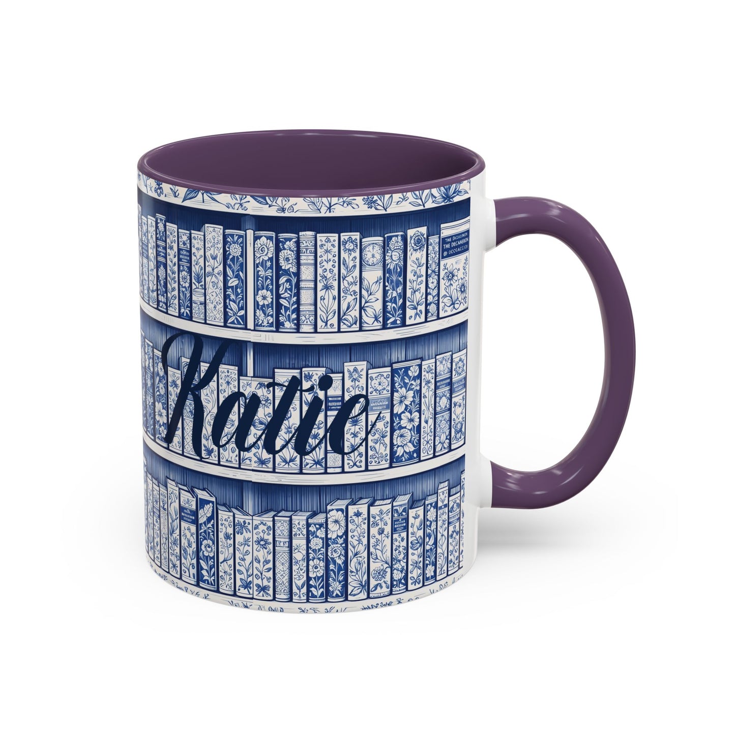 Personalized floral coffee cup, cozy reading bookish gift, book lover birthday gift.