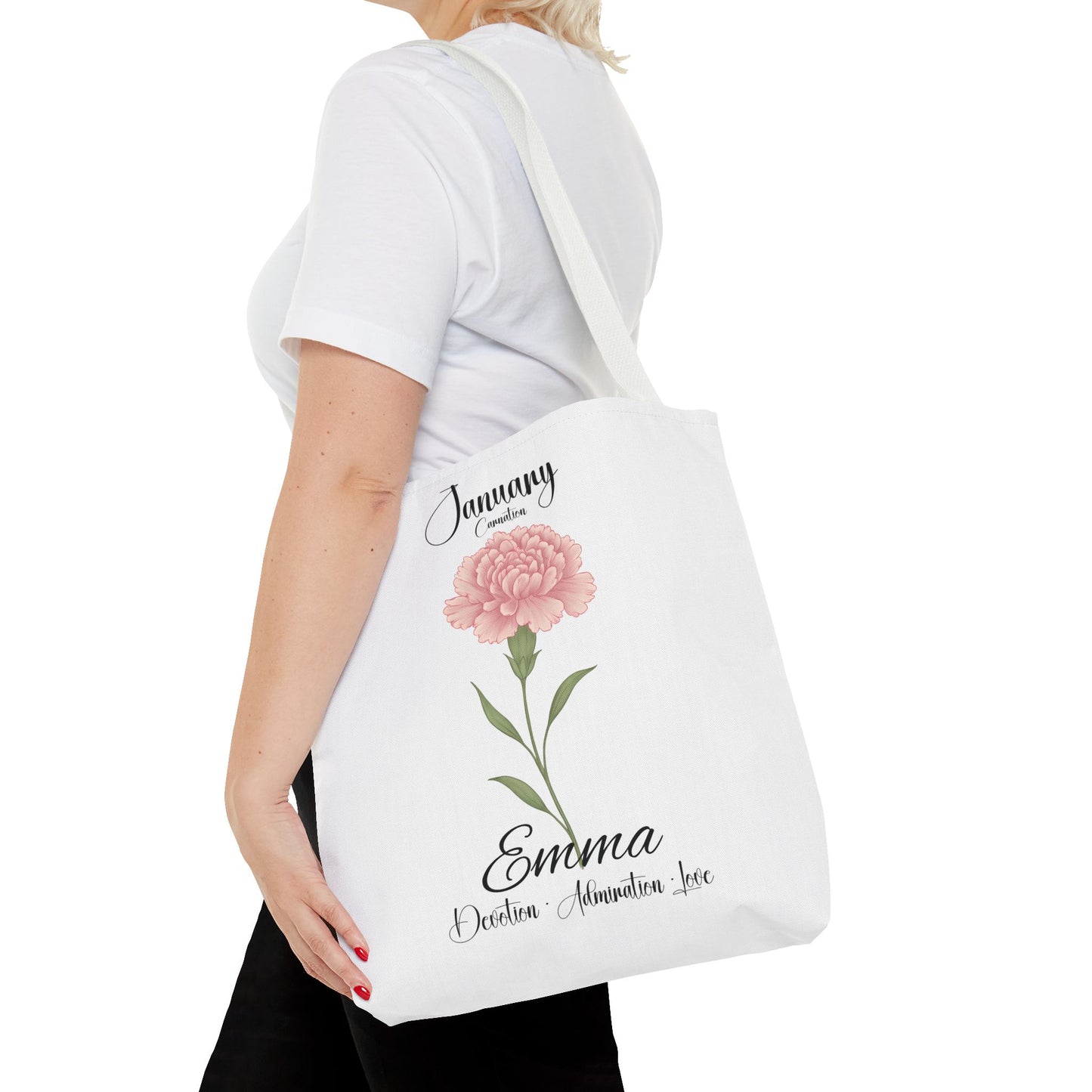Personlized Birth Month Flower Tote Bag, Botanical Aesthetic Canvas Tote Bag, Bestfriend Gift