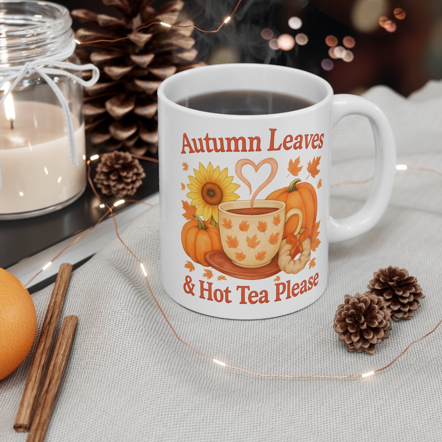 Autumnal Mug for Tea Lovers, Whether you fancy a cuppa or a heartwarming autumn coffee, this pumpkin mug is your perfect companion.