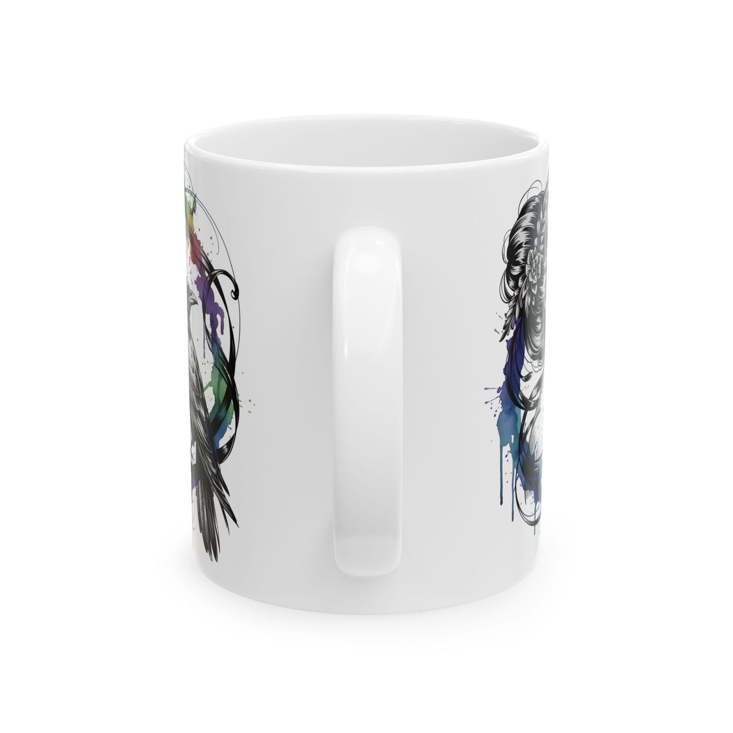 Morrigan mug, raven coffee cup,dark goddess witchy gift for her, ceramic alternative gift.