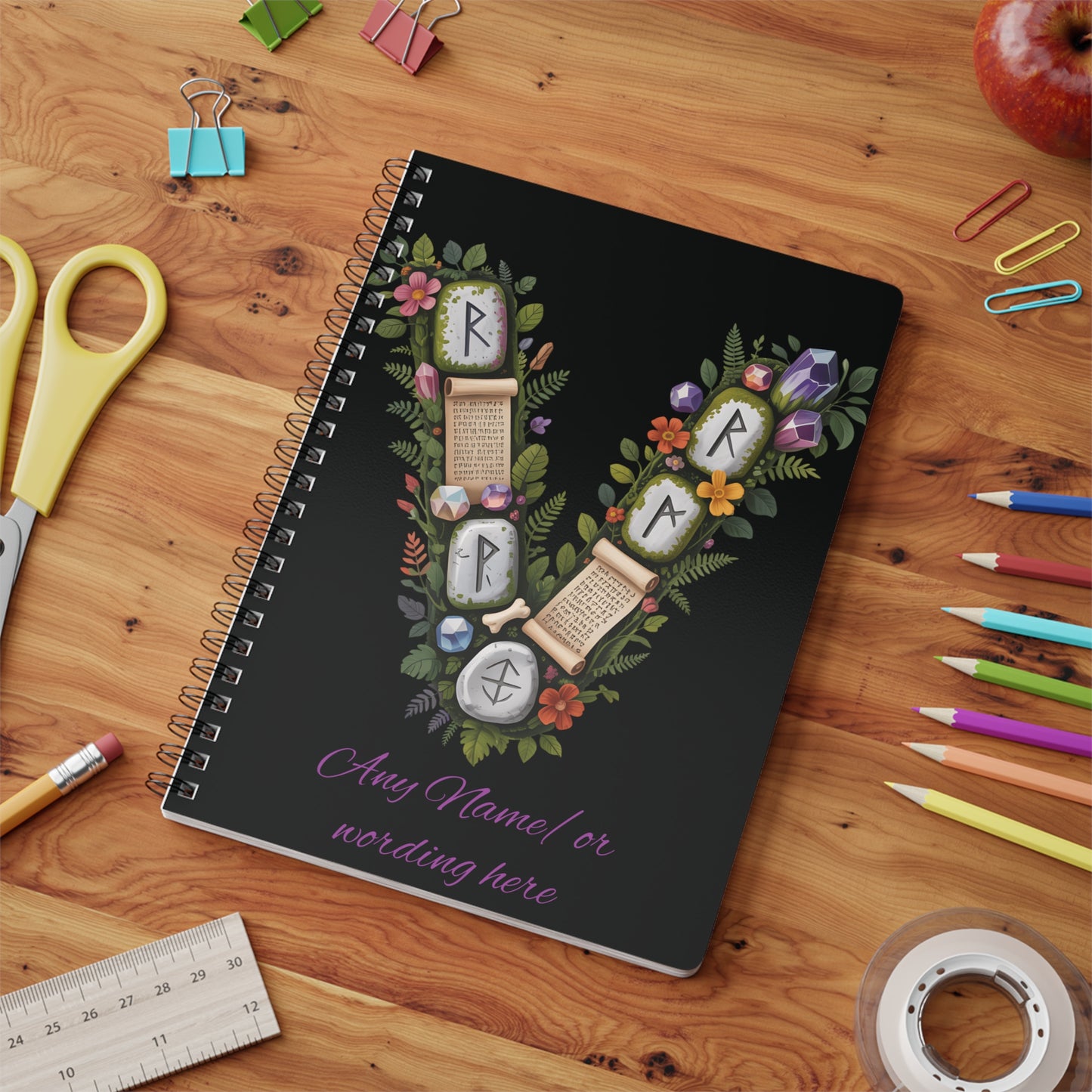 Personalized Norse Witchy Monogram A5 Notebook, Custom Journal, Monogram  Letter "V" Notebook, Grimoire Journal, Book Of Shadows.