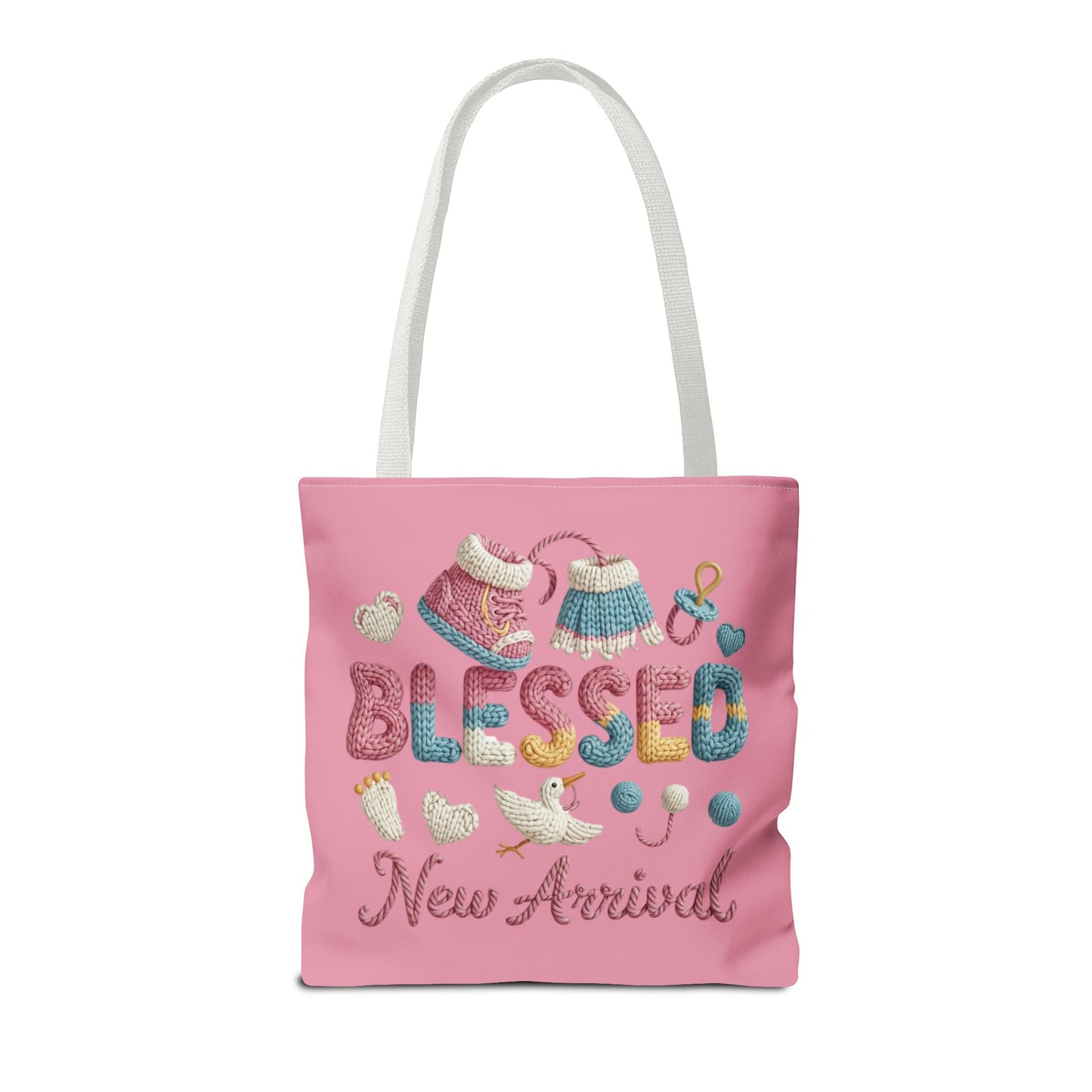 New arrival Tote Bag, knit style lettering Diaper Bag, Mom Essentials, Baby Shower tote.