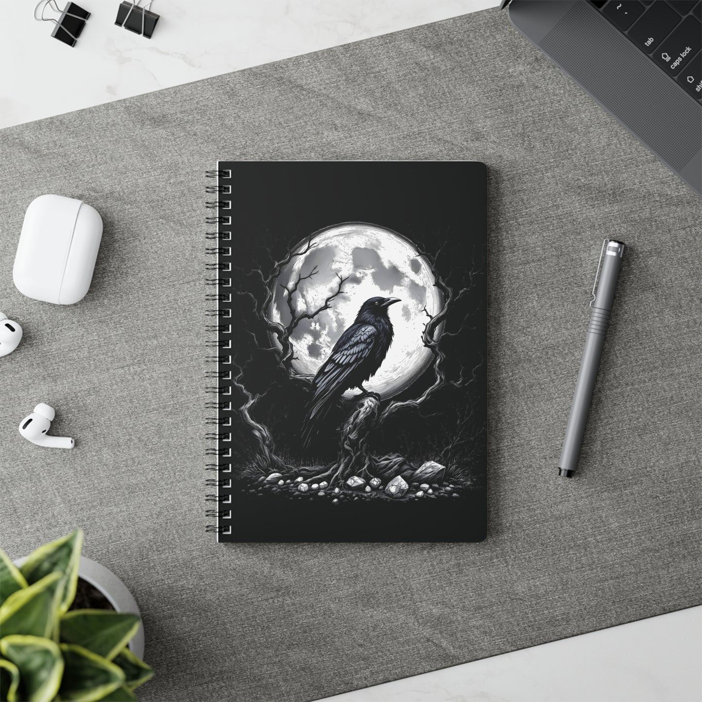 Moonlit Raven Gothic Witchy Notebook, Grimoire Journal, Raven Notebook, Witchy Journal,Whimsigoth Style,Gothic Journal,Spell Book,raven gift