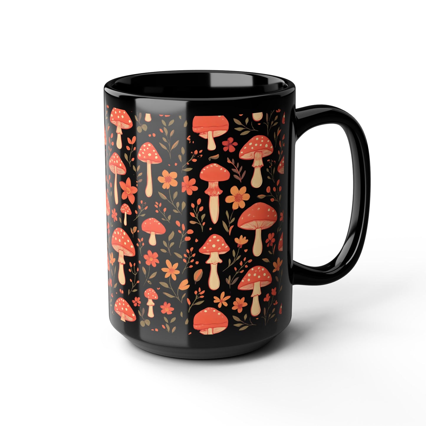 Autumnal Red Mushroom Mug, Perfect for those who adore a touch of the extraordinary in their mushrooms mug collection. 