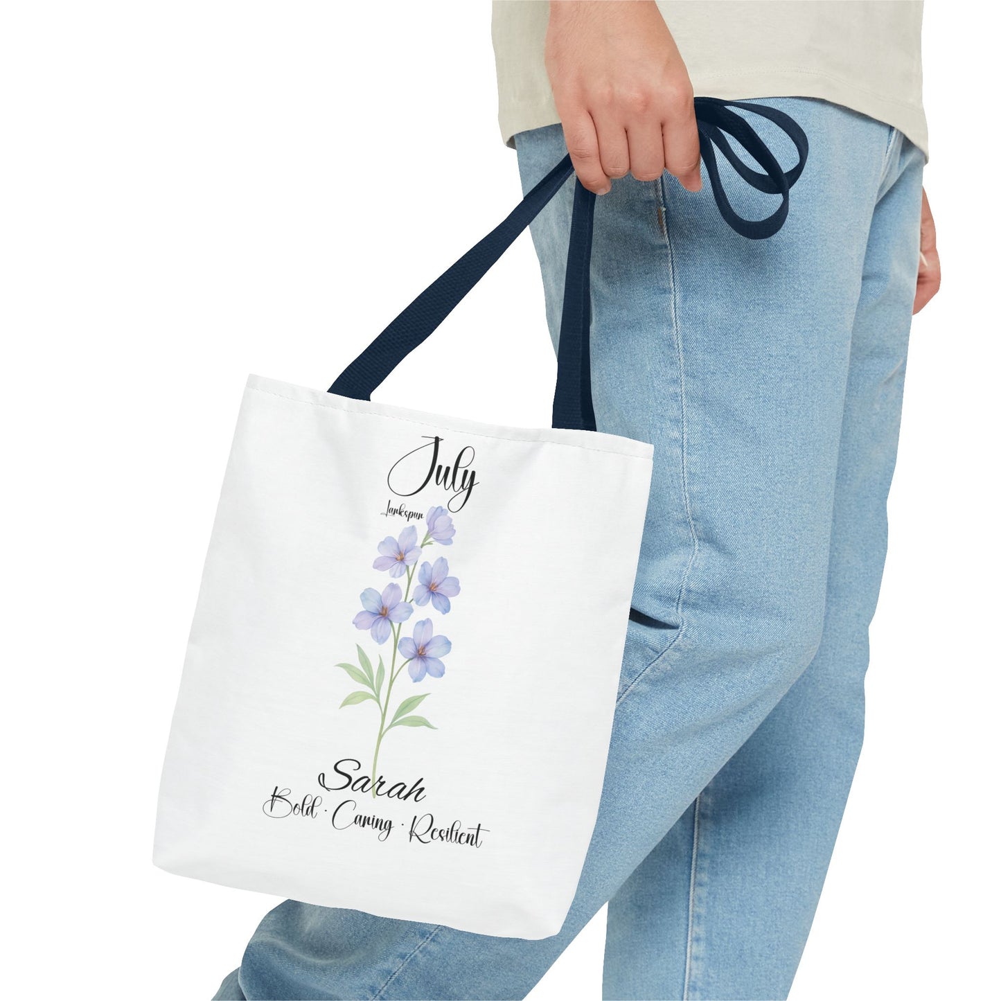 Personalized birth month flower tote bag for her, milestone birthdays, bestfriend gift.