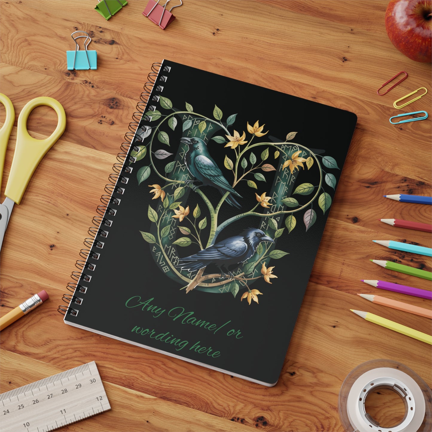 Personalized Norse Witchy Monogram A5 Notebook, Custom Journal, Monogram  Letter "U" Notebook.