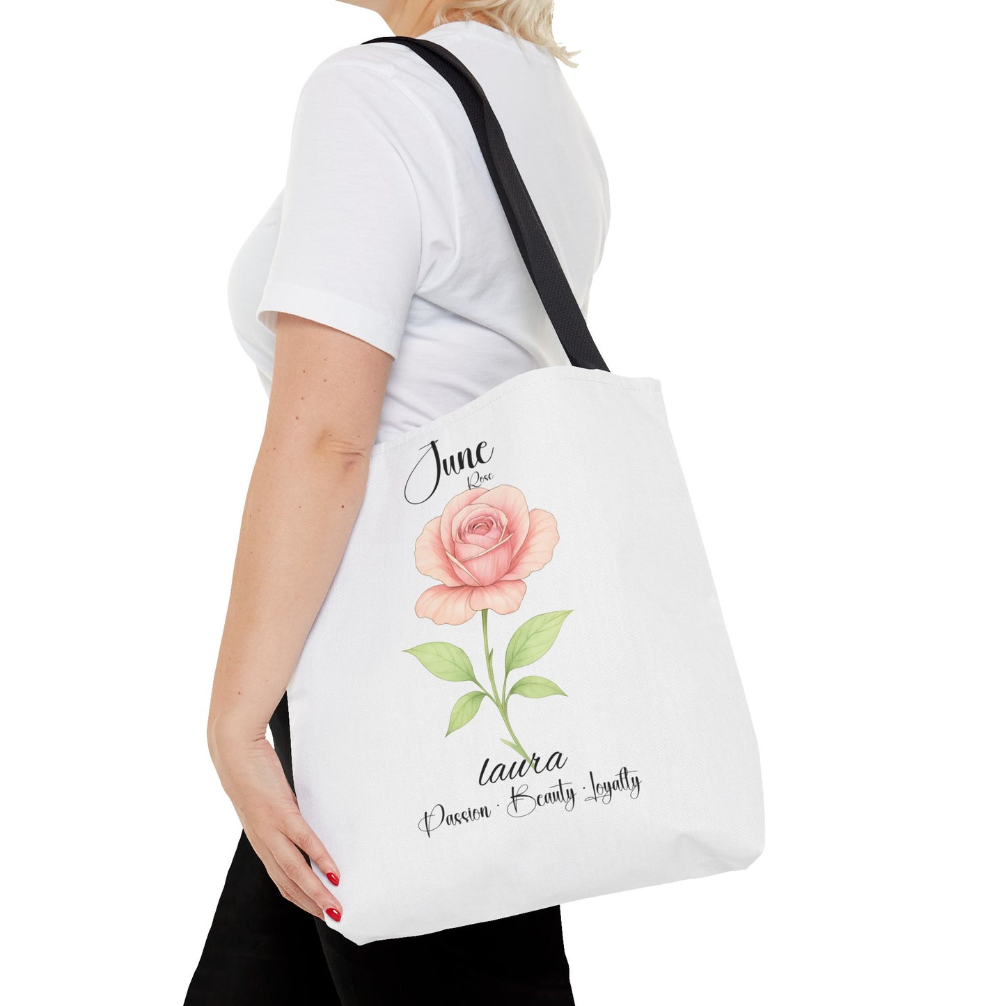 Personlised birth month flower bag for her, milestone birthdays, bestfriend gift.