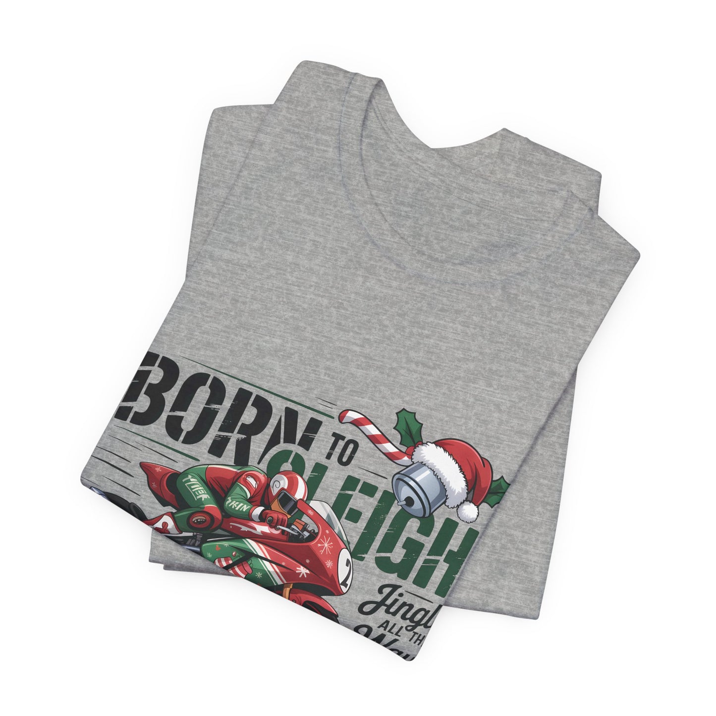 Jingle Bells Biker T-shirt, Motorcycle Shirt,  this motorcycle shirt captures the spirit of the season and the open road. Perfect as a biker christmas gift.