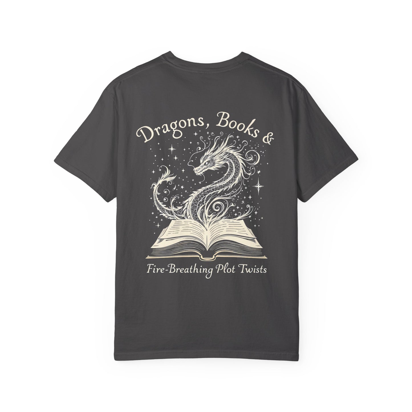 Book Lover Tee, Comfort Colors Dragon Shirt, Fantasy Reader, Bibliophile Gift.