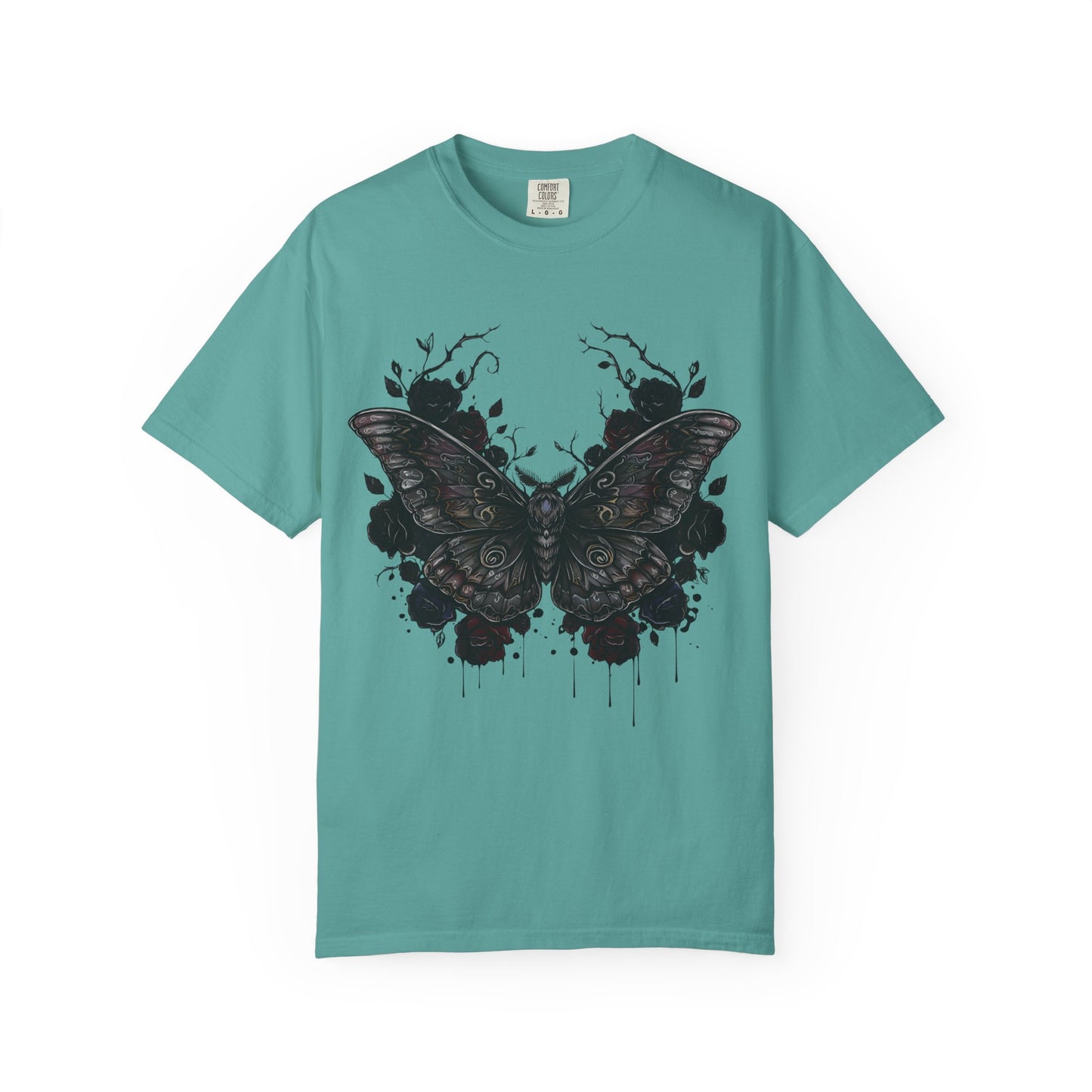 Death Moth Gothic Apparel | Dark Aesthetic Comfort Colours Tee | Alternative Goth T-Shirt