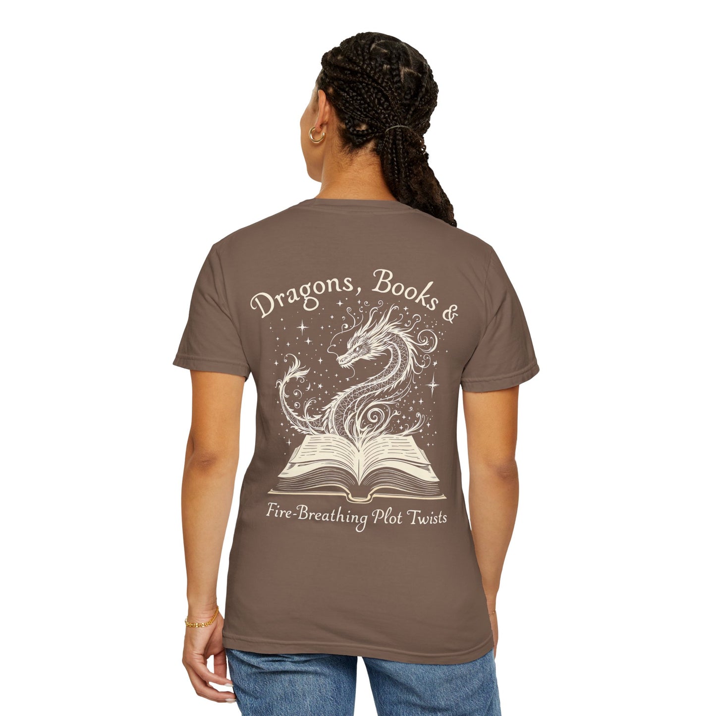 Book Lover Tee, Comfort Colors Dragon Shirt, Fantasy Reader, Bibliophile Gift.